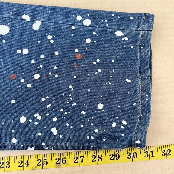 CR24 Chrome Edge Men Denim Jean 40x30 Distressed Splatter Paint Stretch Straight - Picture 9 of 11
